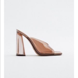 NWT Zara clear vinyl nude block heel | Zara casual sandal | size 6.5 sold out